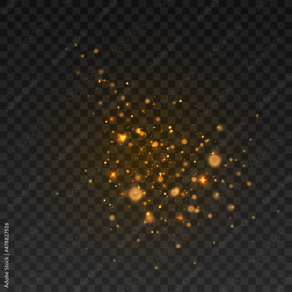 Glowing light effect with many glitter particles isolated on ...