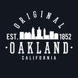 Oakland, CA, USA Skyline Original. A Logotype Sports College and University Style. Illustration Design Vector City.