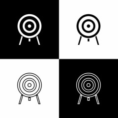Poster - Set Target icon isolated on black and white background. Dart board sign. Archery board icon. Dartboard sign. Business goal concept. Vector