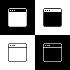 Aufkleber - Set Browser window icon isolated on black and white background. Vector