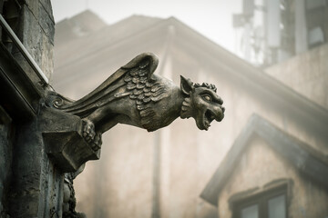 Gargoyle statue, chimeras, in the form of medieval winged monster, from the royal castle in Bana hill, Da Nang, Vietnam