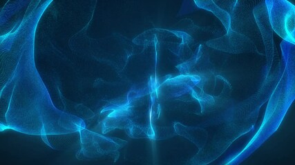 Poster - Animated neon sphere background. Space energy design. The movement of particles in circle. Glowing lightning, stars. Magic. Pattern rotating dots. Crystal water and ice. Logo, technology, medicine. 4k
