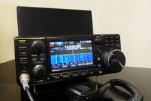 Modern High Frequency Radio Amateur Transceiver Closeup