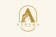 Beauty letter A monogram athena goddess logo brand