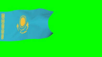 Poster - Flag of Kazakhstan in the wind. Rendering animation. Chromakey.