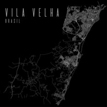 Vila Velha City Vector Map Poster. Brazil Municipality Square Linear Street Map, Administrative Municipal Area.