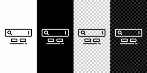 Poster - Set line Search engine icon isolated on black and white, transparent background. Vector