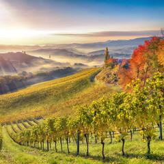 Wall Mural - astonishing vineyards landscape in south styria near gamlitz.