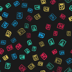 Poster - Set line AVI file document, OGG, MSG and MP3 on seamless pattern. Vector