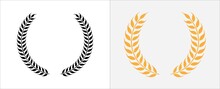 Laurel Wreath Icon. Foliage Wheat Wreath Vector Icon. Round Leaf Wreath Design For Trophy Crest, Award And Achievement Border. Vector Illustration Collection.