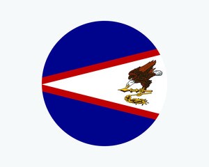 Sticker - American Samoa Round Flag. American Samoa Circle Flag. Unincorporated and Unorganized Territory of USA. Circular Shape Button Banner. EPS Vector Illustration.