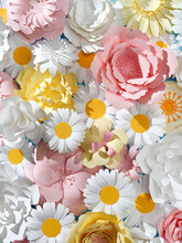 Light Colored Pattern Of Paper Cut Flowers In Hard Striking Light