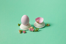 Easter Eggs With Flowers On Egg Stands