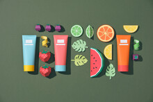 Cosmetic Product With Fruit Acids, Mock Up, Banner, Advertising Concept