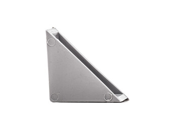 Plastic corner joint for pvc mosquito net door frame mounting. Closeup macro shot against white background..