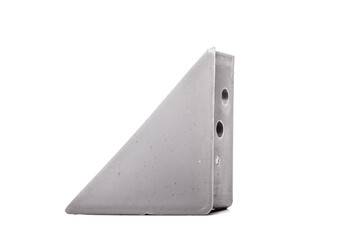 Plastic corner joint for pvc mosquito net door frame mounting. Closeup macro shot against white background..