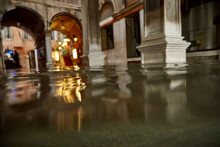 Venice Pillar Architecture Under Sea Water Tidal Floods