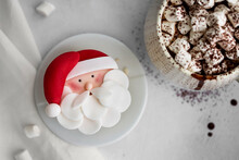 Santa Cupcake And Mug Of Hot Chocolate