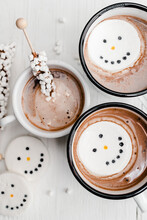 Hot Chocolate With Snowman Marshmallows