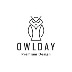 Wall Mural - single line bird owl logo design vector graphic symbol icon illustration creative idea