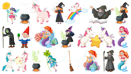 Wall Mural - Set of fantasy fairy tale characters and elements