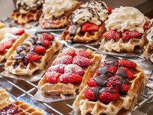 Belgian Waffles With Sweet, Tempting Toppings. 