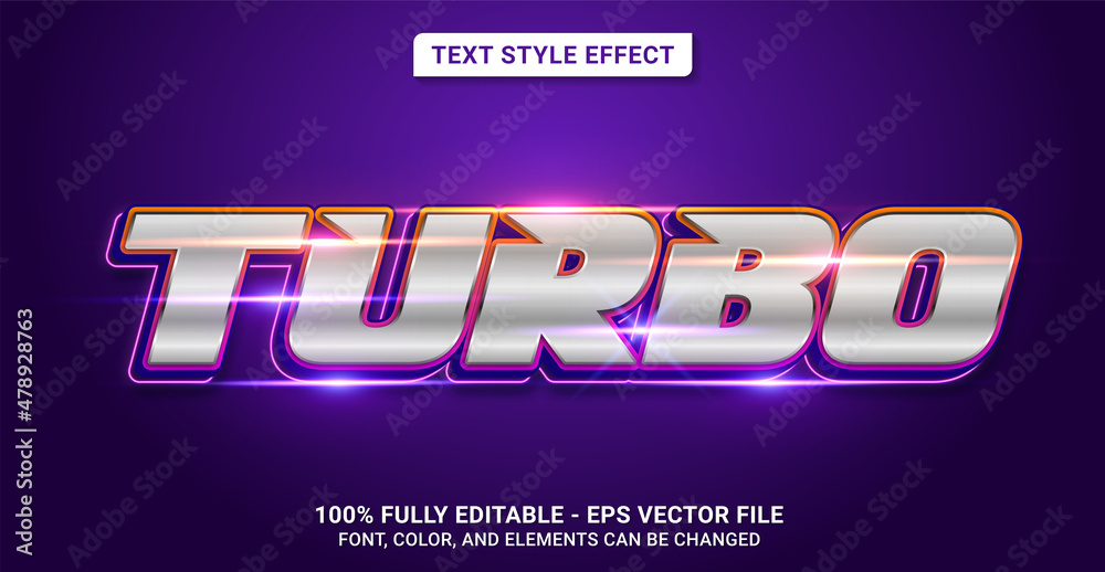Text Style with Turbo Theme. Editable Text Style Effect. Stock Vector ...