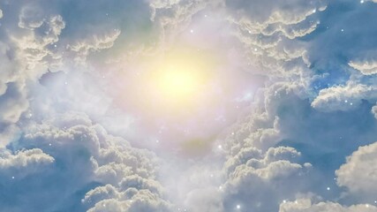 Wall Mural - camera moves towards a sky and heavenly objects seen at a distance while stars flyby. apt for motiva