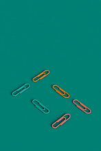 Colorful Collection Of Paper Clips With Copy Space. 3D