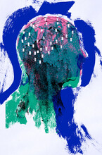 Brain Network Inside Head Grunge Illustration