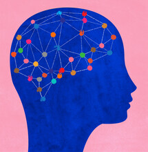Artificial Intelligence Brain Network In Head Profile