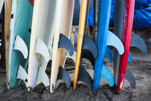 Colourful Surfboards On The Beach