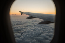 Airplane Passenger Window Seat View In The Sky
