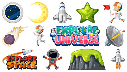 Wall Mural - set of isolated fantasy space objects