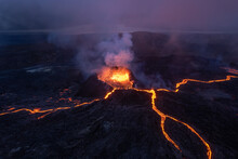 Volcano With Hot Burning Lava