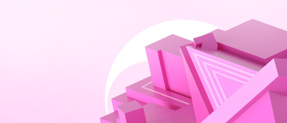 Poster - Creative idea futuristic Geometric Shape Background for success Arrows and Target Concept and Business concept on Pink. copy space, digital, banner, website -3d Rendering