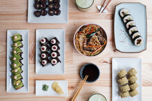 Sushi Rolls And Yakisoba