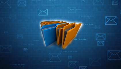 Poster - 3d rendering folder with documents