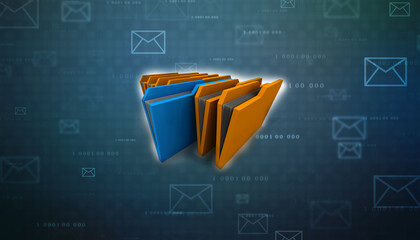 Poster - 3d rendering folder with documents