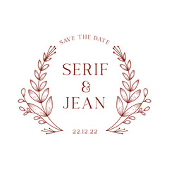 Poster - Rustic flower laurel wreath for wedding initial frame logo