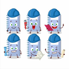 Sticker - architect blue book cute mascot character with pliers