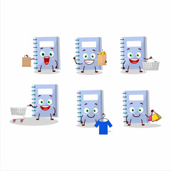 Sticker - A Rich blue book mascot design style going shopping