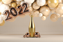 Golden Champagne Bottle For The New Year