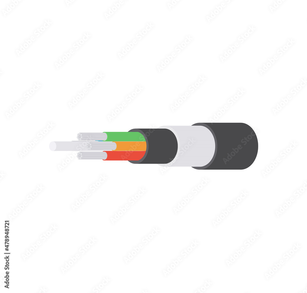 Fiber-optic cable cutaway. Vector Illustration Stock Vector | Adobe Stock