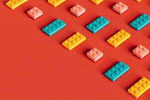 Colorful Building Blocks. Copy Space In The Bottom Left