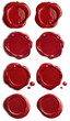 red wax seal set isolated with clipping paths included
