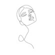 © Наталья Дьячкова - Woman Head Line Art Drawing. Abstract Female Head One Line Drawing for Wall Art, Fashion Prints, Posters. Art Sketch Print, Black And White Single Line Art, Feminine Poster. Vector EPS 10
