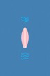 © Gemma can fly/Stocksy - Surfboard and waves on blue background, illustration