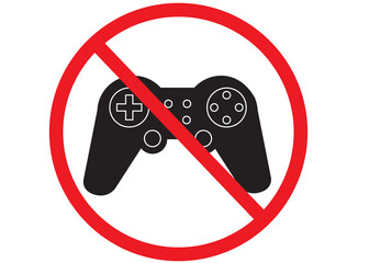 Poster - game joystick icon on white background. no gaming sign. forbidden symbol. game is prohibited. flat s