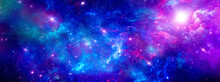 COSMIC Background Of A Fantastic Galaxy With Clouds And Stars